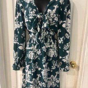 Floral Green and White Women's Dress